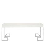 Allure Coffee Table - White Glass - Chrome Angled Legs