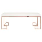 Allure Coffee Table - White Gloss - Rose Gold Angled Legs