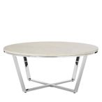Allure Coffee Table - Round - White Marble Effect - Chrome Base