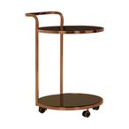Ackley Bar Trolley - Round - Black Glass - Gold - 2 Tier