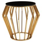 Ackley Side Table - Round - Black Glass - Gold Legs