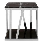 Ackley Side Table - Sqaure - Black Marble - Silver Legs