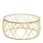 Ackley Coffee Table - Round - Clear Glass - Gold Legs