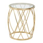 Ackley Side Table - Round - Clear Glass - Gold Legs