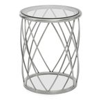 Ackley Side Table - Round - Clear Glass - Silver Legs