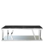 Ackley Coffee Table - Black Marble - Silver Legs