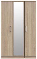 Devon Oak Effect 3 Door Triple Wardrobe - 1 Mirror