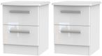 2 X Knightsbridge White 2 Drawer Bedside Cabinet (Pair)