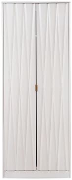 Diamond White 2 Door Plain Tall Wardrobe