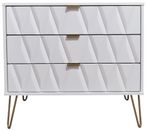 Diamond White 3 Drawer Small Chest with Gold Hairpin Legs