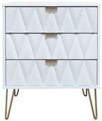 Diamond White 3 Drawer Midi Chest with Gold Hairpin Legs