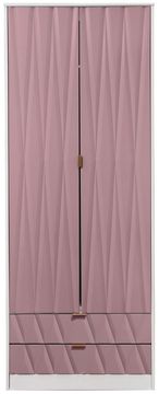 Diamond Pink and White 2 Door 2 Drawer Tall Wardrobe