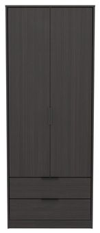 Diego Black 2 Door 2 Drawer Tall Wardrobe