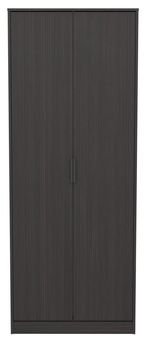 Diego Black 2 Door Plain Tall Wardrobe