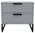 Diego Grey 2 Drawer Bedside Cabinet