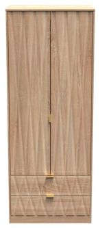 Diamond Oak Effect 2 Door 2 Drawer Tall Wardrobe
