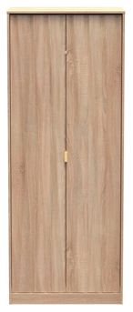 Diamond Oak Effect 2 Door Plain Tall Wardrobe