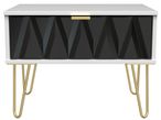 Diamond Black and White 1 Drawer Midi Bedside Table with Gold Hairpin Legs