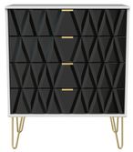 Diamond Black and White 4 Drawer Chest with Gold Hairpin Legs