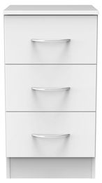 Avon White 3 Drawer Bedside Cabinet