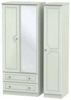Crystal Cashmere 3 Door Combi Wardrobe - 1 Mirror and LHF 2 Drawers