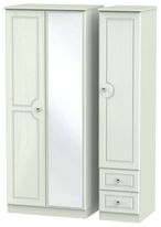 Crystal Cashmere 3 Door Combi Wardrobe - 1 Mirror and RHF 2 Drawers