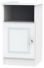 Crystal White 1 Door Bedside Cabinet