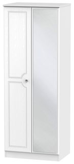Crystal White 2 Door Tall Wardrobe - 1 Mirror