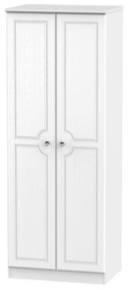 Crystal White 2 Door Plain Tall Wardrobe