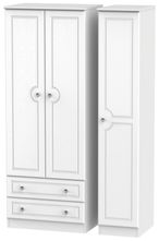 Crystal White 3 Door Tall Triple Wardrobe - LHF 2 Drawers