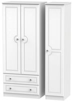 Crystal White 3 Door Triple Wardrobe - LHF 2 Drawers