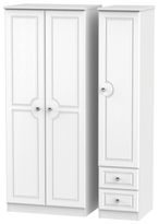 Crystal White 3 Door Triple Wardrobe - RHF 2 Drawers