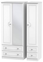 Crystal White 3 Door Combi Wardrobe - 1 Mirror