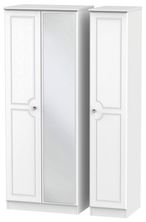 Crystal White 3 Door Tall Triple Wardrobe - 1 Mirror