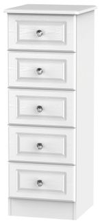 Crystal White 5 Drawer Narrow Chest