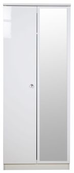 Lumiere White Gloss 2 Door Tall Wardrobe - 1 Mirror