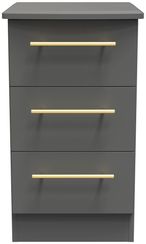 Haworth Grey 3 Drawer Bedside Cabinet