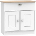 Victoria  White and Riviera Oak Compact Sideboard - 2 Doors