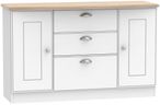 Victoria White and Riviera Oak Medium Sideboard - 2 Doors