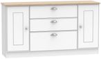 Victoria White and Riviera Oak Wide Sideboard - 2 Doors