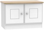 Victoria White and Riviera Oak 2 Door Low Cabinet 