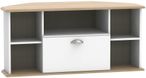 Victoria White and Riviera Oak 115cm Corner TV Unit