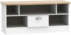 Victoria White and Riviera Oak 110cm TV Unit