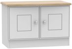 Victoria Grey and Riviera Oak 2 Door Low Cabinet