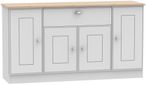 Victoria Grey and Riviera Oak Wide Sideboard - 4 Doors 