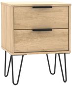 Hong Kong Oak Effect 2 Drawer Bedside Cabinet with Hairpin Legs