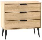 Hong Kong Oak Effect 3 Drawer Midi Chest with Wooden Legs