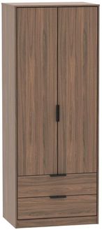 Hong Kong Walnut Effect 2 Door 2 Drawer Tall Wardrobe
