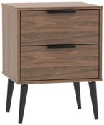 Hong Kong Walnut Effect 2 Drawer Bedside Cabinet with Wooden Legs
