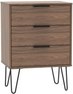 Hong Kong Walnut Effect 3 Drawer Small Chest with Hairpin Legs